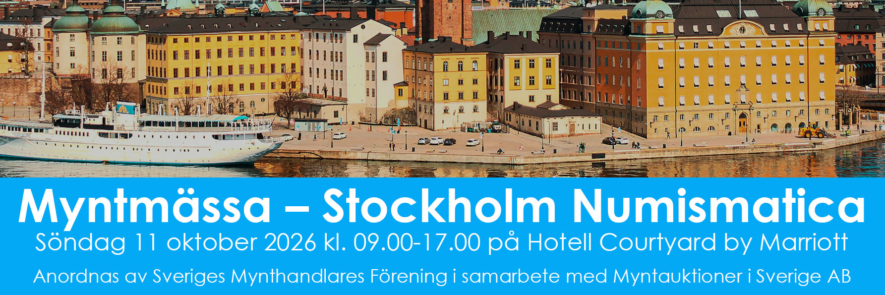Banner för myntmässan Stockholm Numismatica